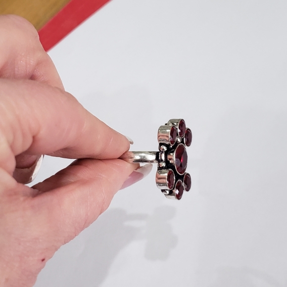 Garnet ring, 925 silver mozambique garnet gemstone ring - Picture 6 of 13